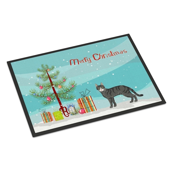 Carolines Treasures 18 x 27 in. Tricolour Aegean Cat Merry Christmas Indoor or Outdoor Mat CK4548MAT - main
